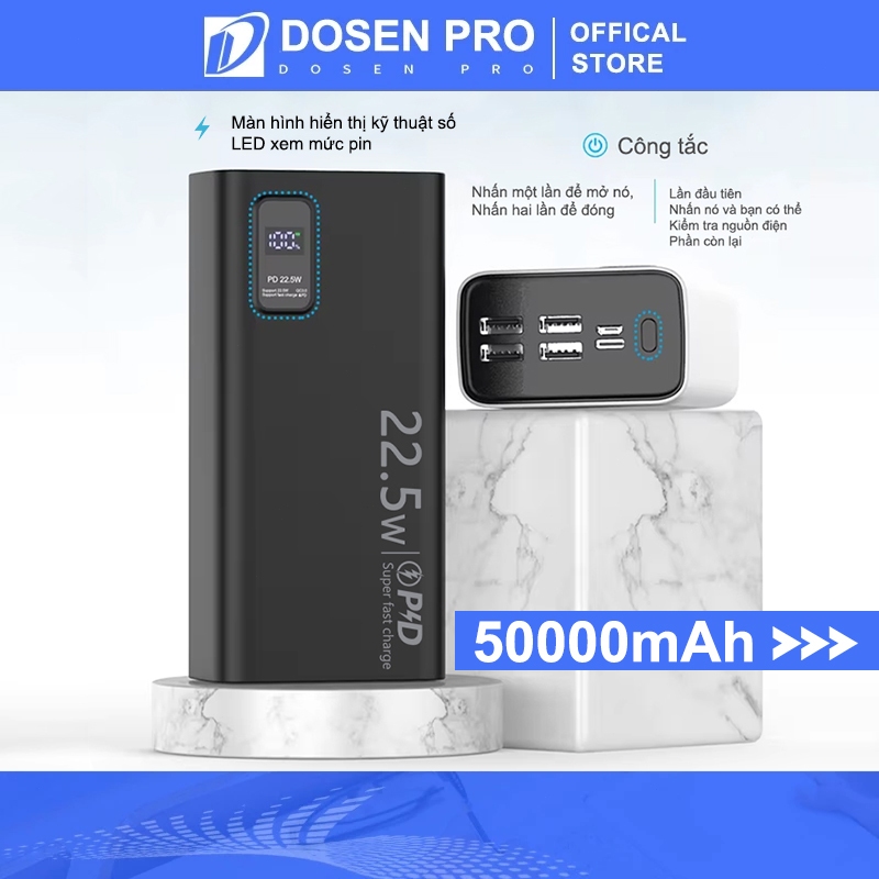 dosen pro sạc dự phòng pd22.5w 10000mah 30000mah 50000mAh pin dự phòng màn hình led tích hợp tích hợp