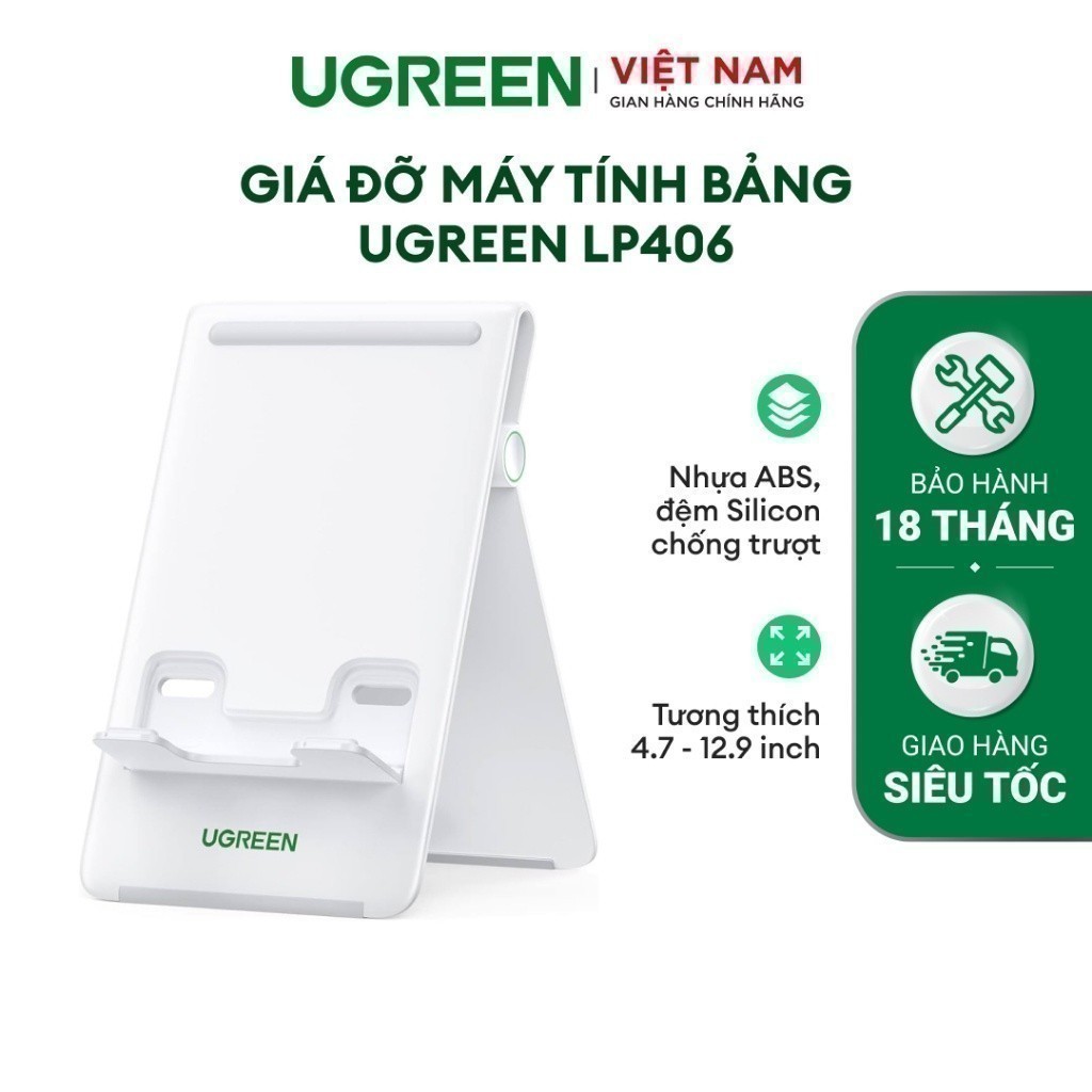 Giá đỡ máy tính bảng 4.7-12.9inch UGREEN LP406 | Có thể gấp gọn | Có khe luồn dây sạc | Nhựa ABS cứng cáp | 20439 30426 - Ecocoupon Giá đỡ máy tính bảng 4.7-12.9inch UGREEN LP406 | Có thể gấp gọn | Có khe luồn dây sạc | Nhựa ABS cứng cáp | 20439 30426