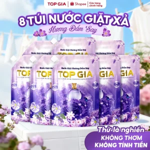 [Combo 8 Túi] Nước giặt xả TOPGIA hương đắm say, hoa nắng dịu nhẹ tẩy sạch vết bẩn lưu hương 72H